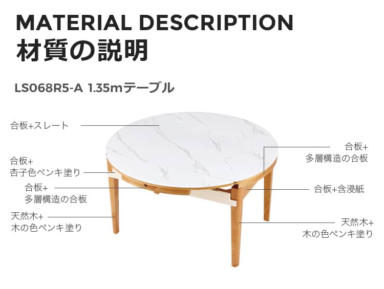 スレート天板テーブルの材質説明