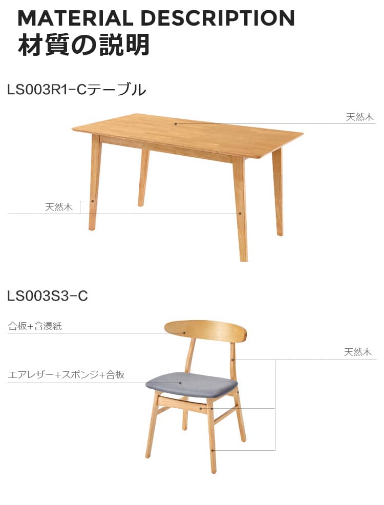 テーブルと椅子の材質