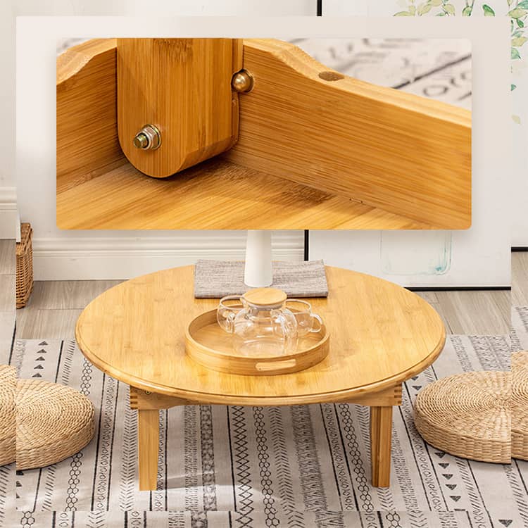 竹製折りたたみ式ローテーブル 丸い センターテーブル
