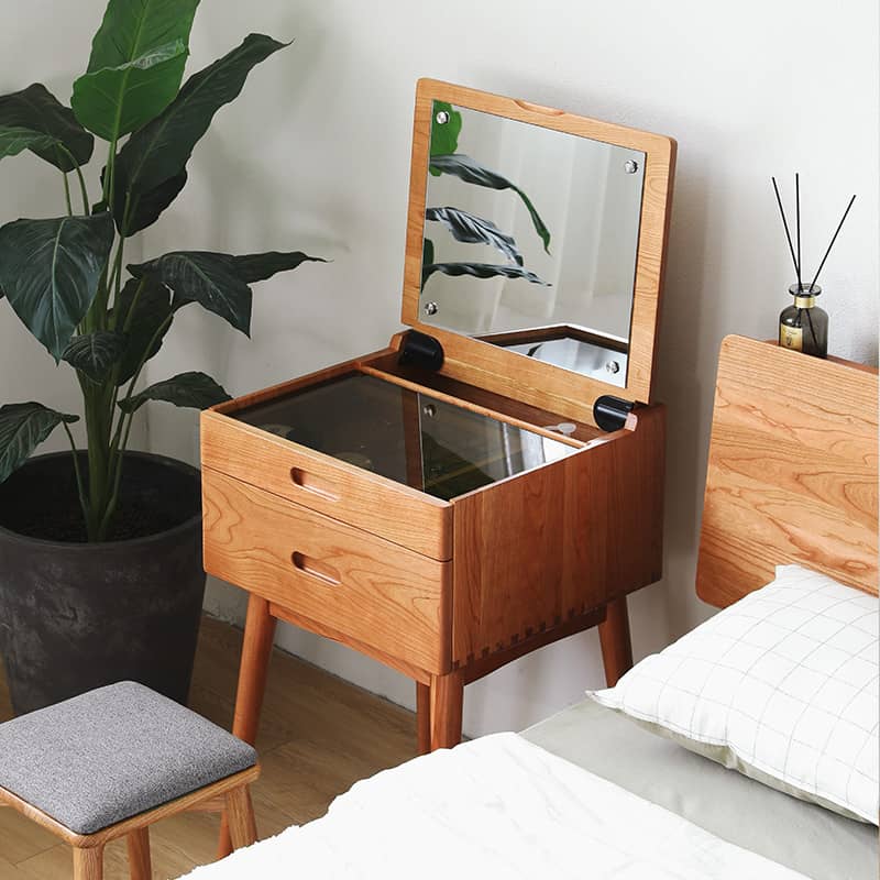 ドレッサー 鏡台 サイドテーブル 木製 チェリー材