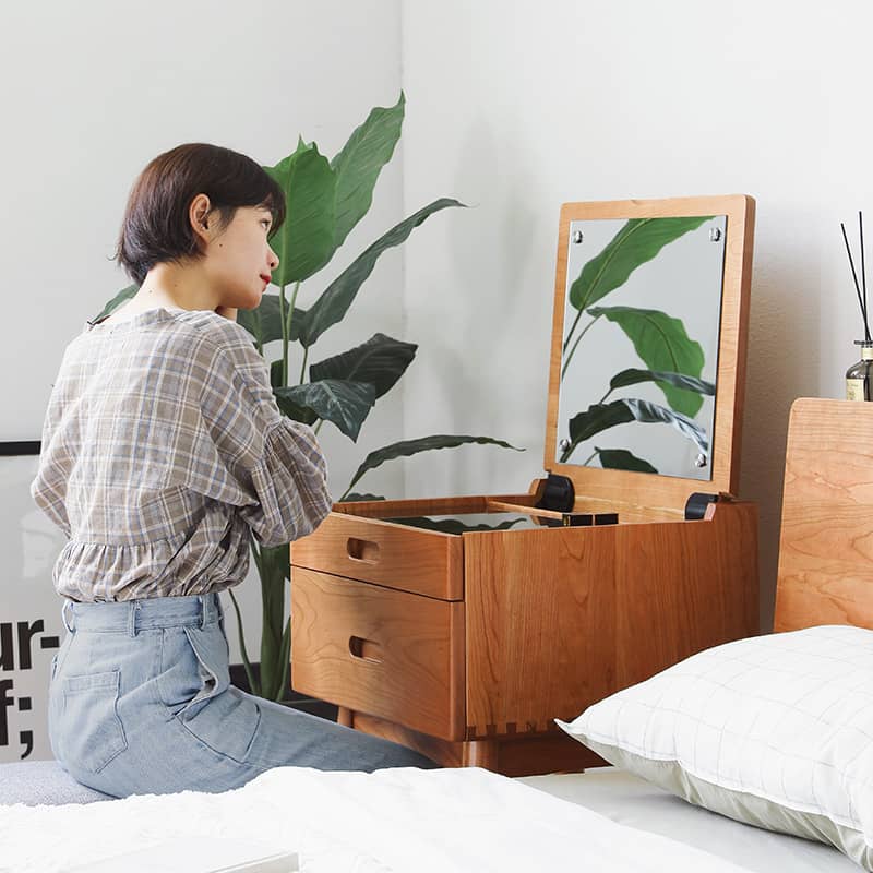 ドレッサー 鏡台 サイドテーブル 木製 チェリー材